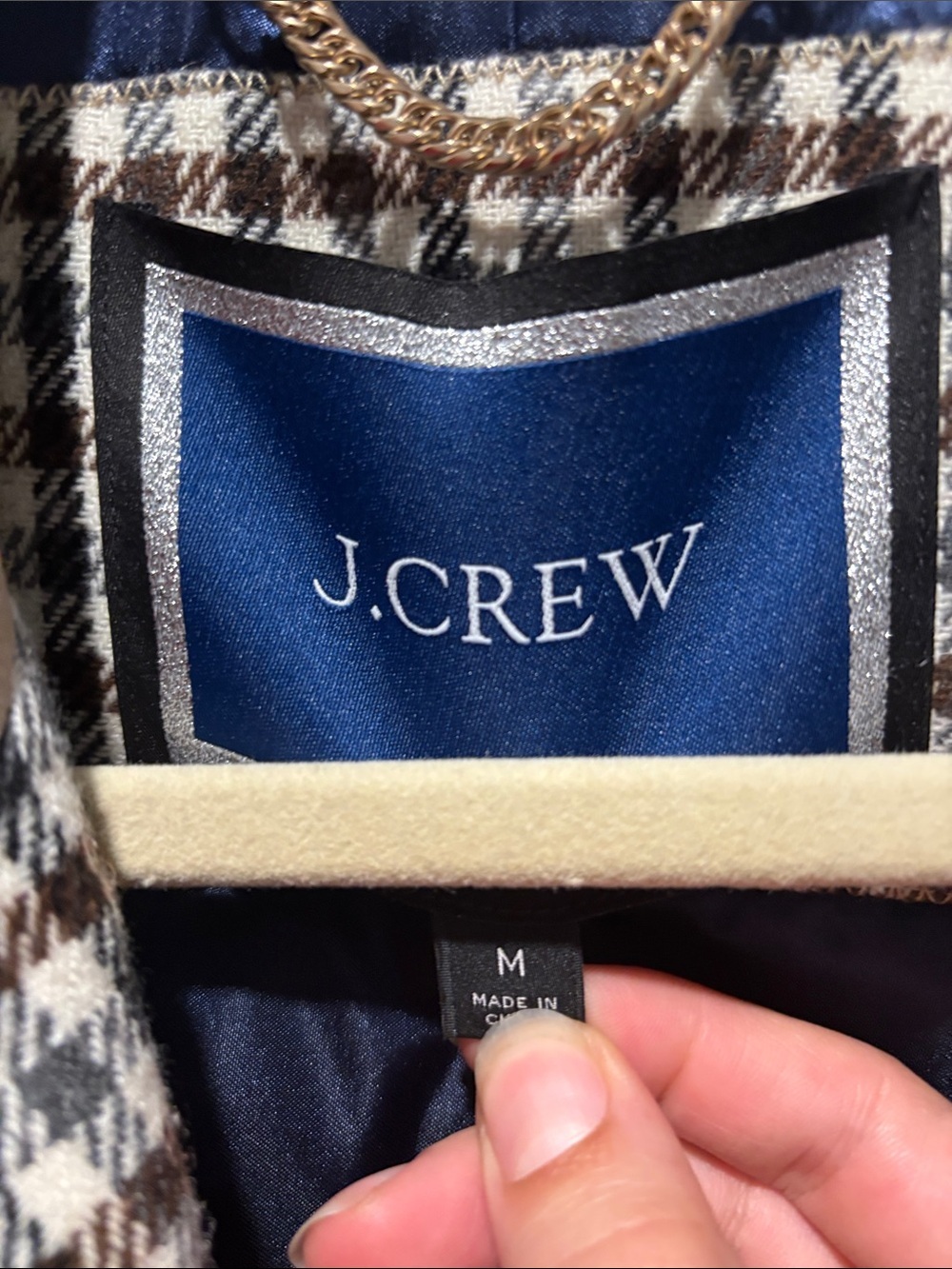 J CREW pleated trench coat plaid accent size medium - Picture 3 of 6